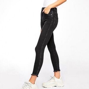 Free People Dark Wash Black straight leg high waist jeans